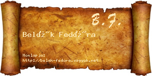 Belák Fedóra névjegykártya